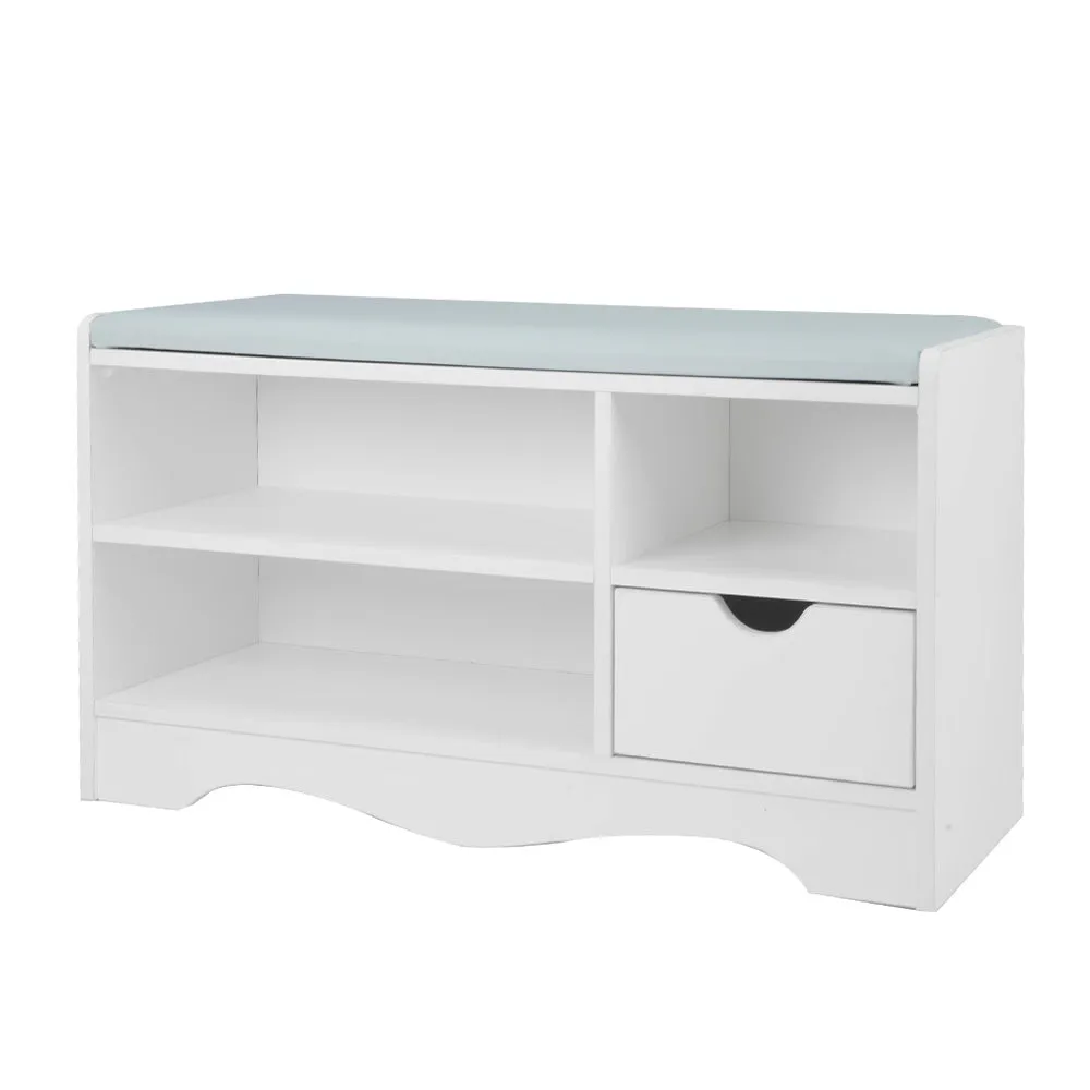 NNEDPE Shoe Rack Cabinet Organiser Grey Cushion - 80 x 30 x 45 - White