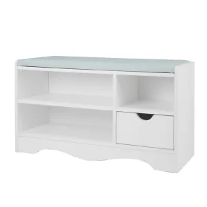 NNEDPE Shoe Rack Cabinet Organiser Grey Cushion - 80 x 30 x 45 - White