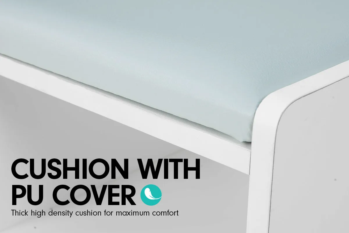 NNEDPE Shoe Rack Cabinet Organiser Grey Cushion - 80 x 30 x 45 - White