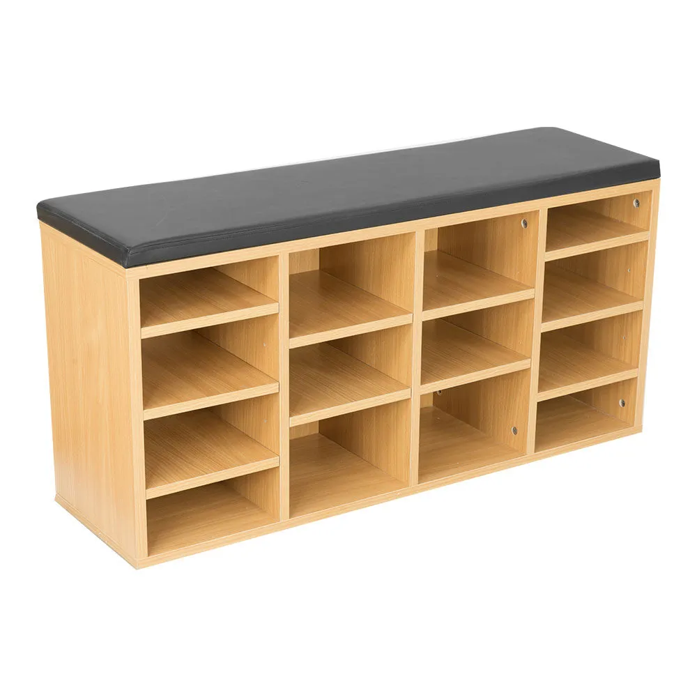 NNEDPE Wooden Shoe Rack Cabinet Organiser - 104 x 30 x 48 - Beech