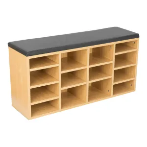 NNEDPE Wooden Shoe Rack Cabinet Organiser - 104 x 30 x 48 - Beech