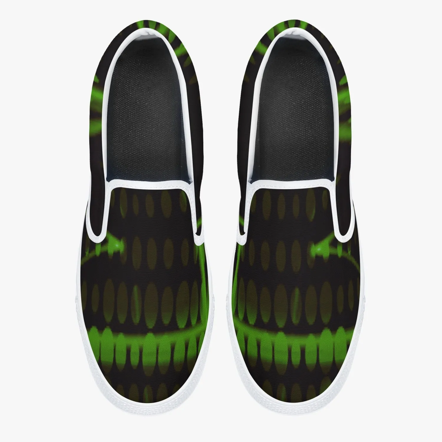 Officially Sexy Green Laser Classic Slip-On Shoes - White/Black
