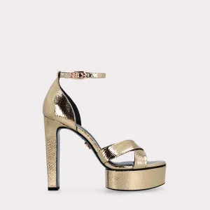 PATTY 03 MINI VIPER MIRROR GOLD LEATHER PLATFORM SANDALS