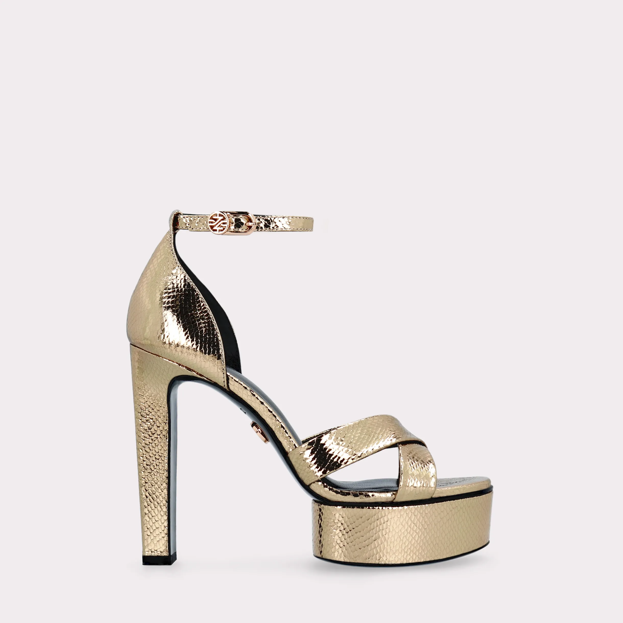 PATTY 03 MINI VIPER MIRROR GOLD LEATHER PLATFORM SANDALS