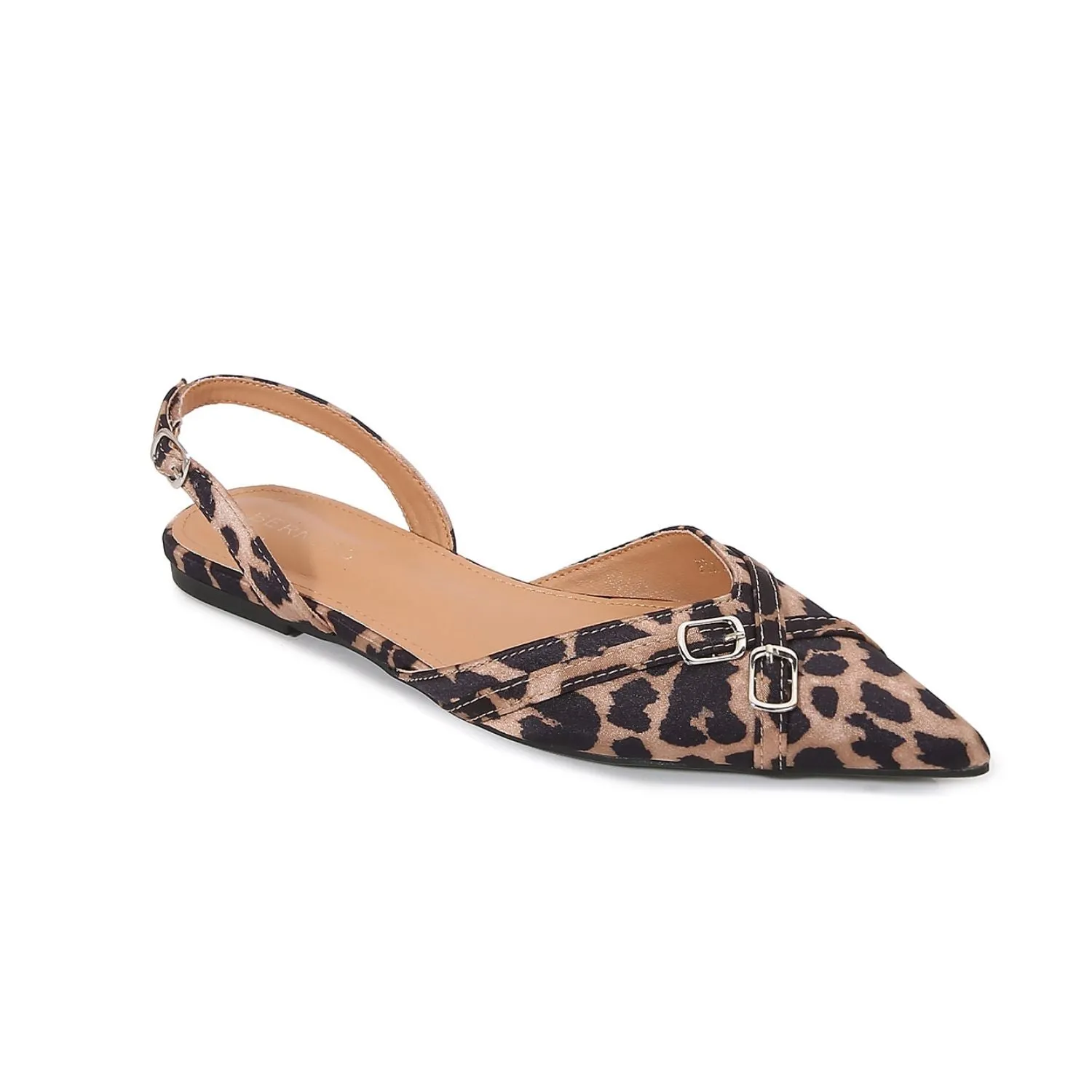 Pia Sleek Buckled Slingback Pointed Flat