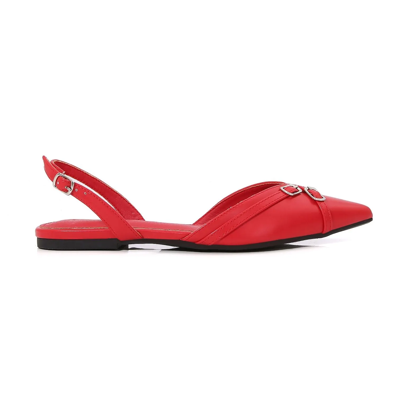 Pia Sleek Buckled Slingback Pointed Flat