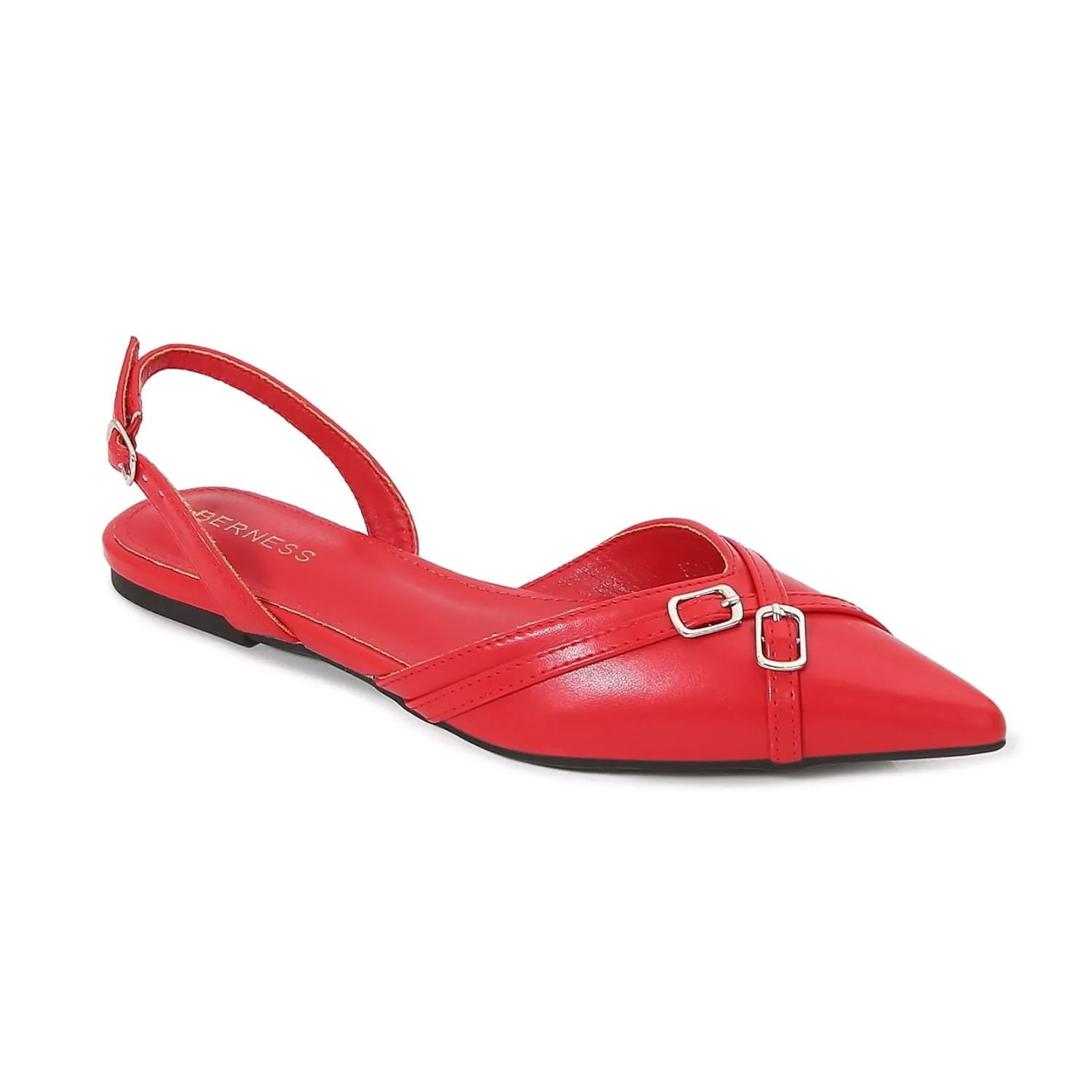 Pia Sleek Buckled Slingback Pointed Flat