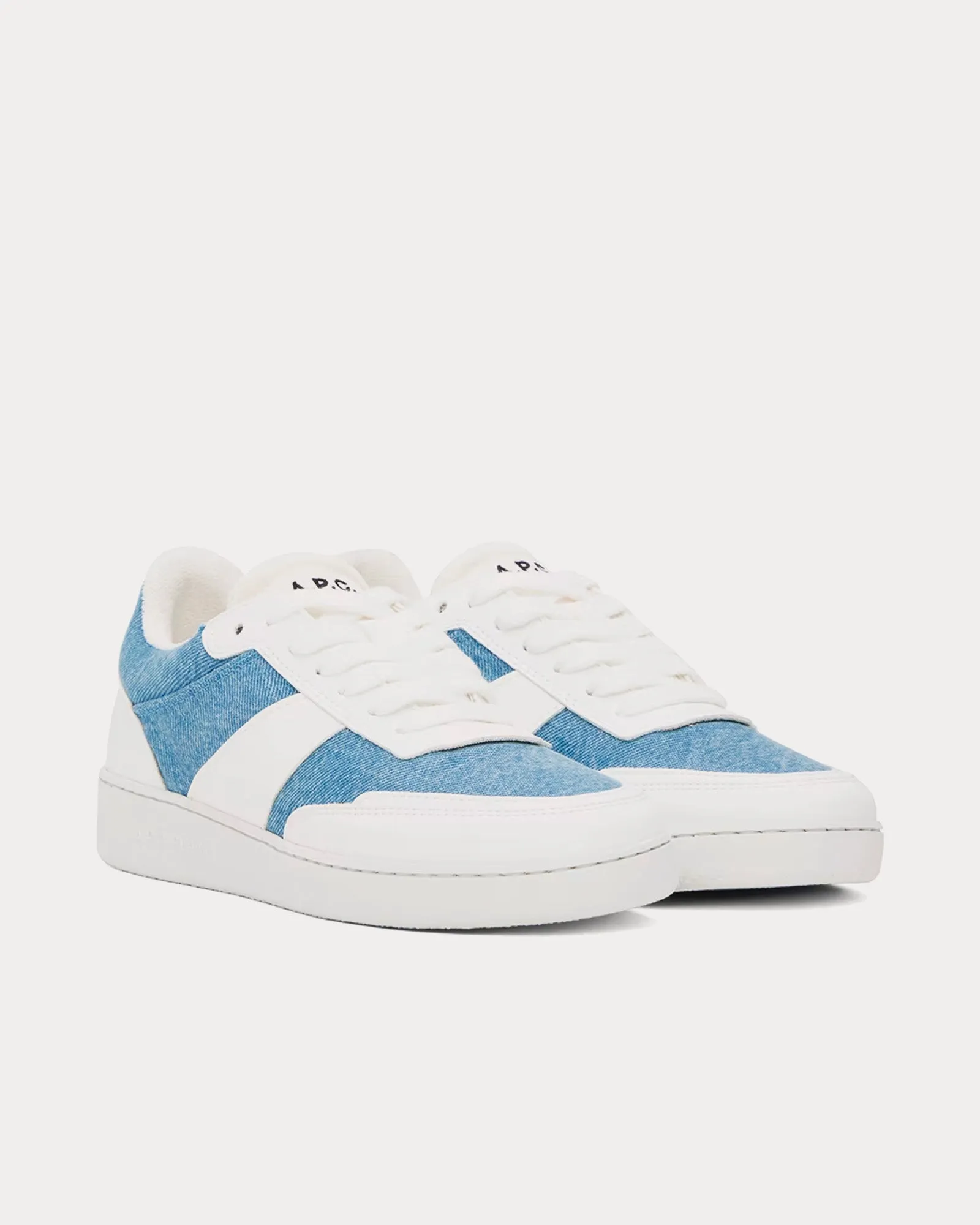 Plain White / Light Blue Low Top Sneakers