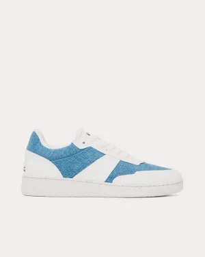 Plain White / Light Blue Low Top Sneakers