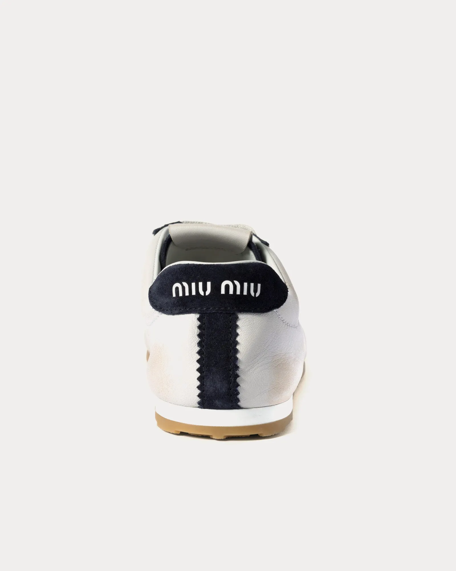 Plume Nappa Leather & Suede White / Blue Low Top Sneakers