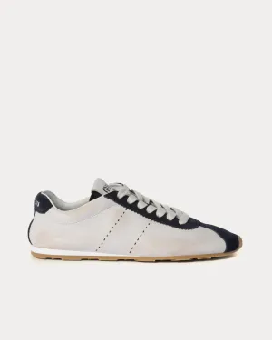 Plume Nappa Leather & Suede White / Blue Low Top Sneakers