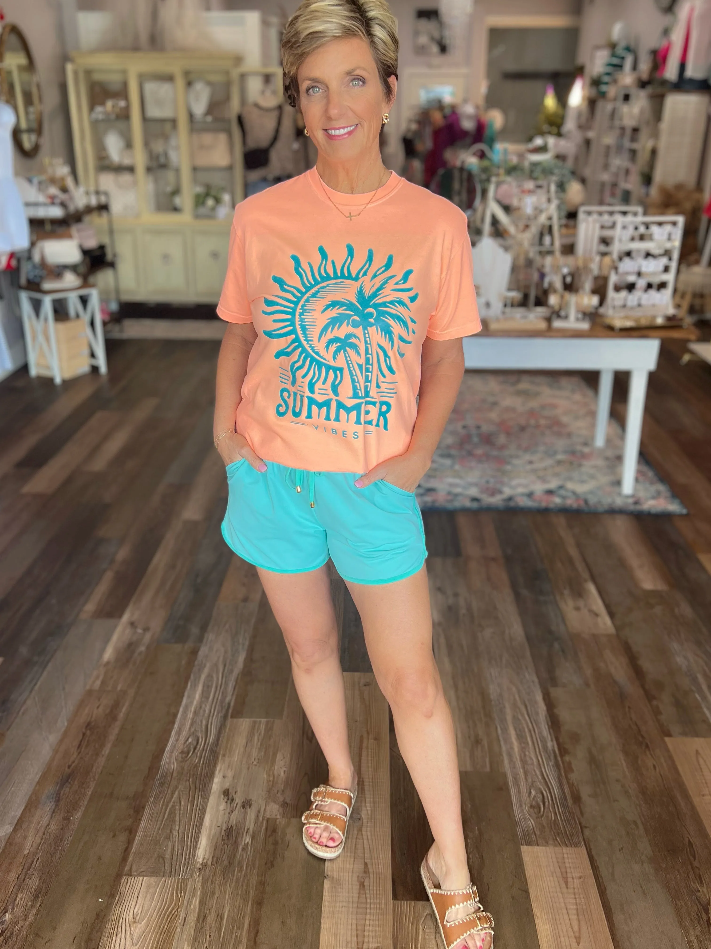 Retro Summer Vibes Neon Cantaloupe Graphic Tee