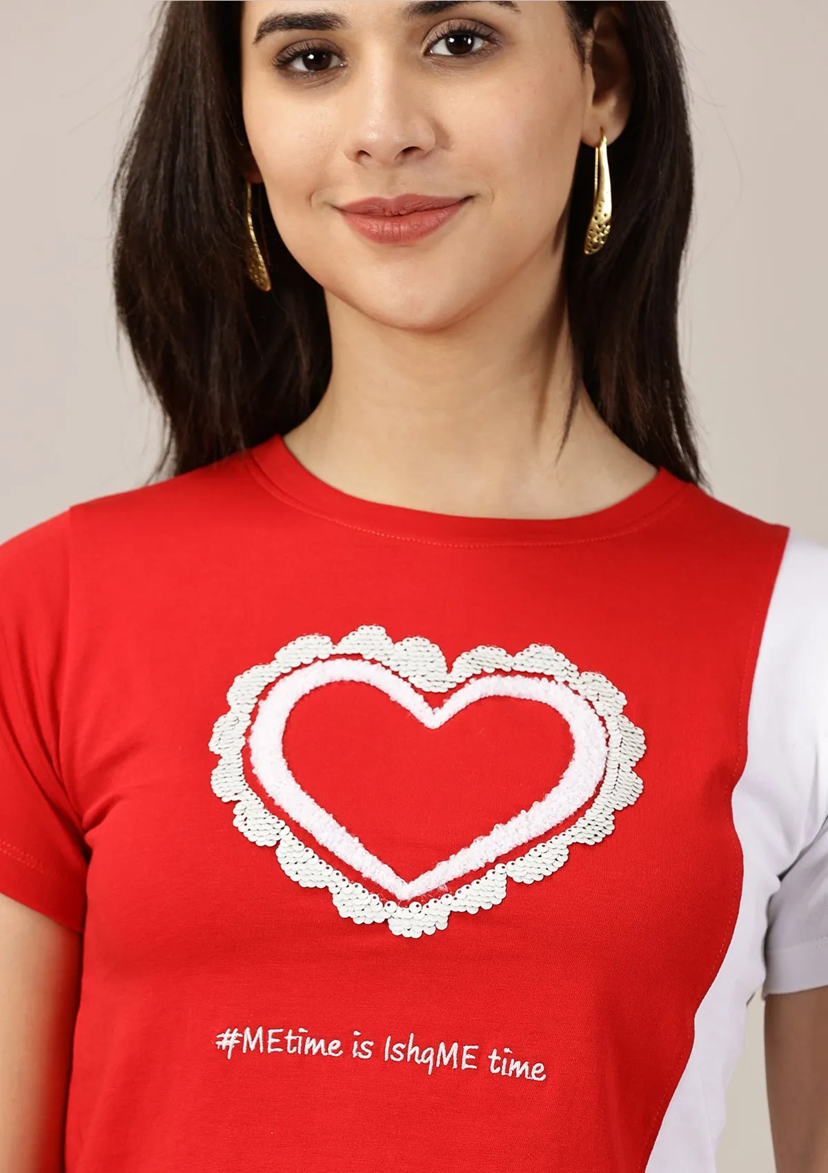 Reversible Sequin Colour blocked T-shirt