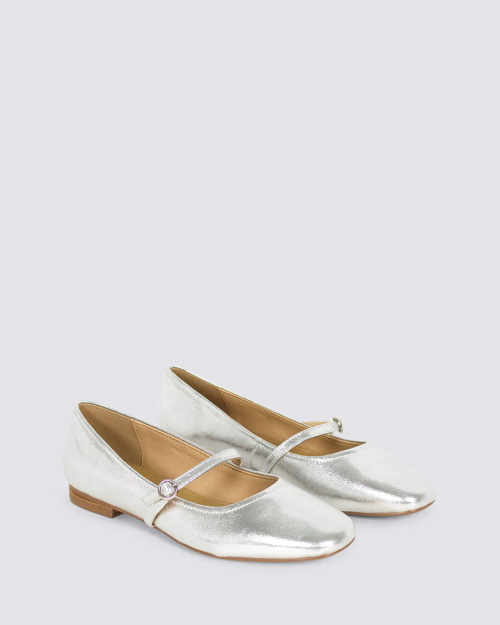 REY BALLET FLATS SILVER METALLIC LEATHER