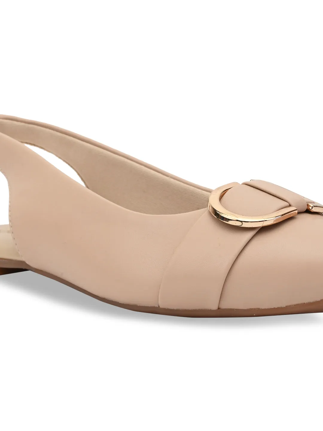 Rocia By Regal Beige Women Buckled Flat Slingbacks