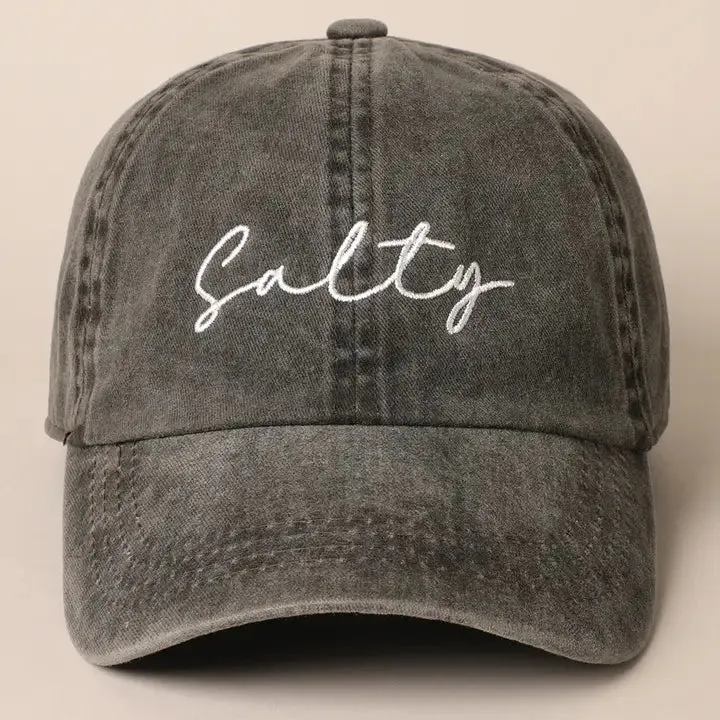 Salty Lettering Embroidery Baseball Cap