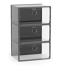 SEESRPING 12 Pack Shoe Storage Box, Clear Plastic Stackable Shoe Organizer for Closet, Space Saving X-Large Foldable Shoe Sneaker Containers Bins Holders Fit up to Size 14 (Black)