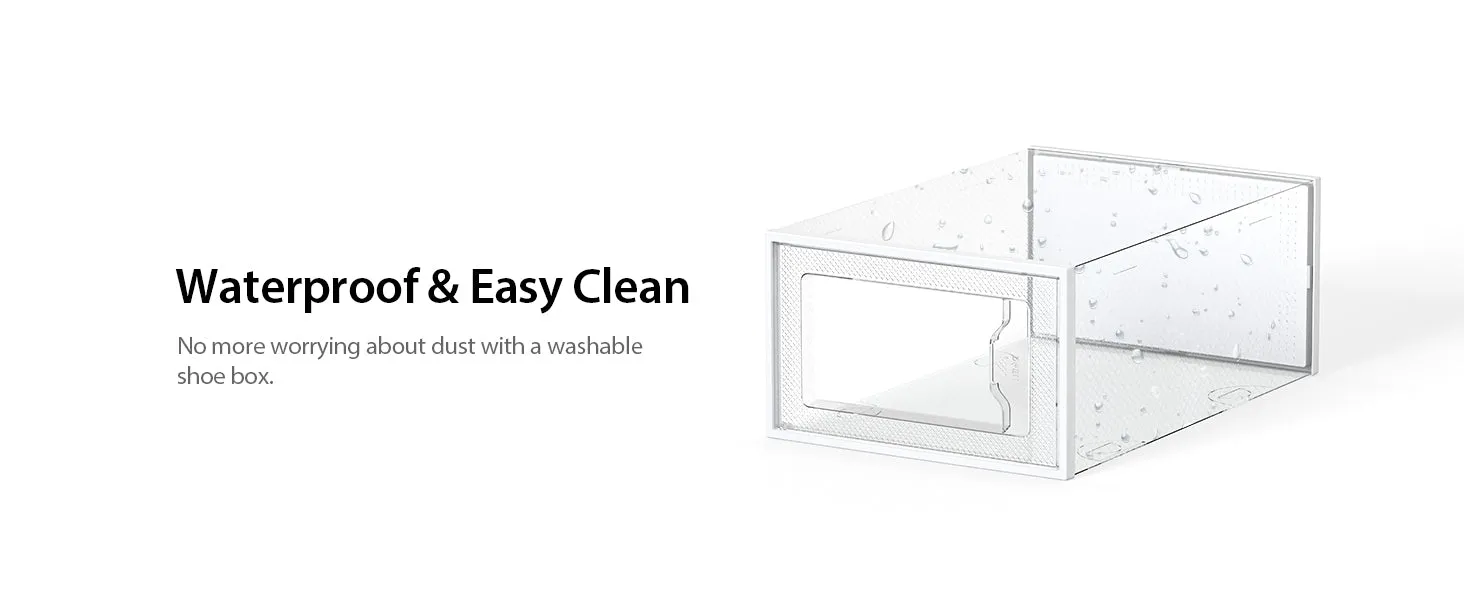 SEESRPING 12 Pack Shoe Storage Box, Clear Plastic Stackable Shoe Organizer for Closet, Space Saving X-Large Foldable Shoe Sneaker Containers Bins Holders Fit up to Size 14 (Black)