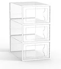 SEESRPING 12 Pack Shoe Storage Box, Clear Plastic Stackable Shoe Organizer for Closet, Space Saving X-Large Foldable Shoe Sneaker Containers Bins Holders Fit up to Size 14 (Black)