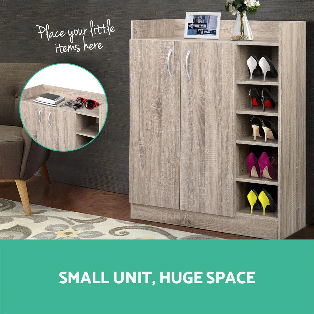Shoe Cabinet 2 Doors Storage Cupboard - Wood