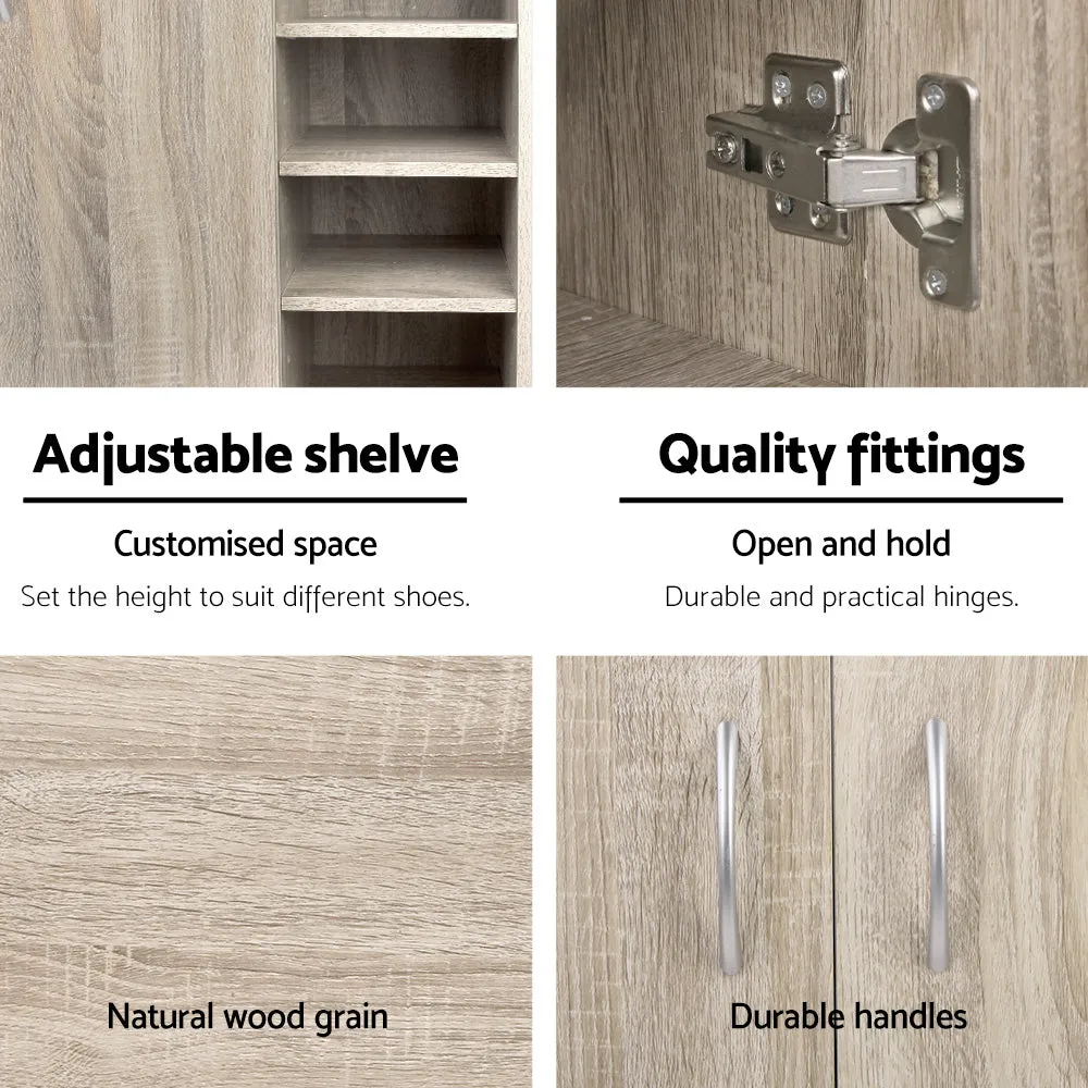 Shoe Cabinet 2 Doors Storage Cupboard - Wood