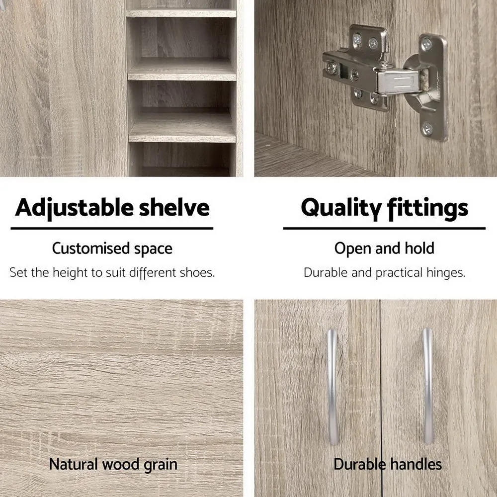 Shoe Cabinet 2 Doors Storage Cupboard - Wood