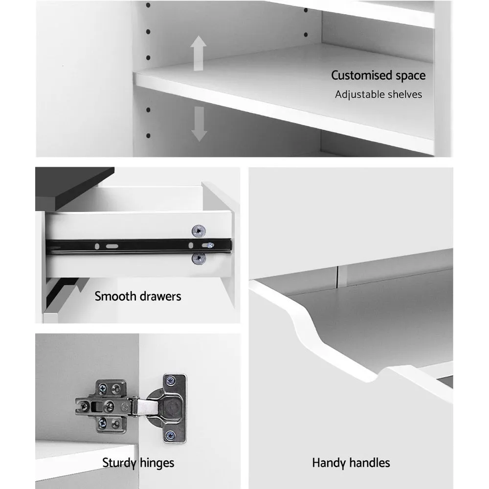 Shoe Cabinet High Gloss Shoes Storage Rack Organizer - White
