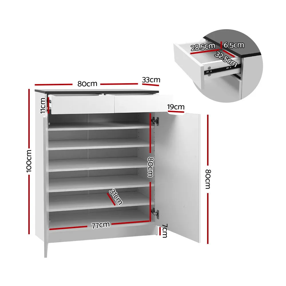 Shoe Cabinet High Gloss Shoes Storage Rack Organizer - White