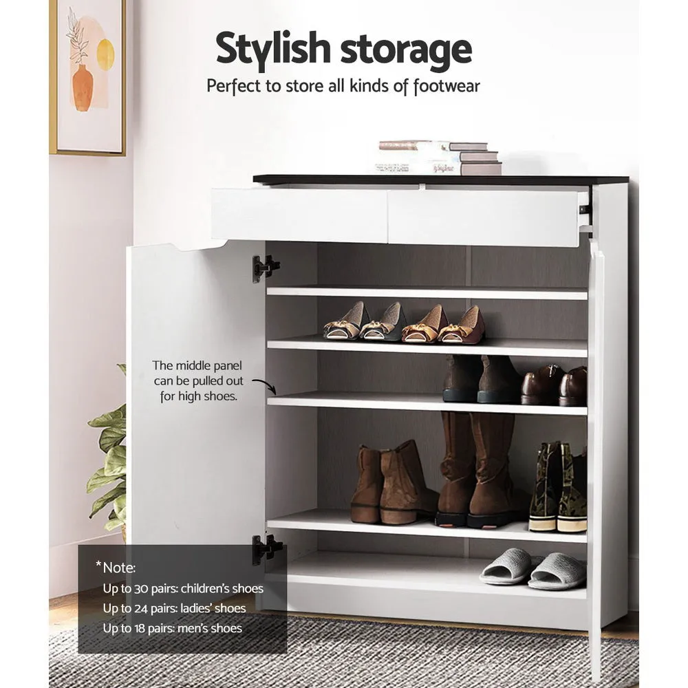 Shoe Cabinet High Gloss Shoes Storage Rack Organizer - White