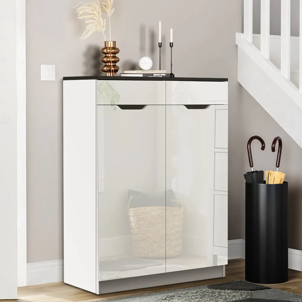 Shoe Cabinet High Gloss Shoes Storage Rack Organizer - White