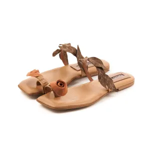 SHR Blooming Garden beige suede flat sandals