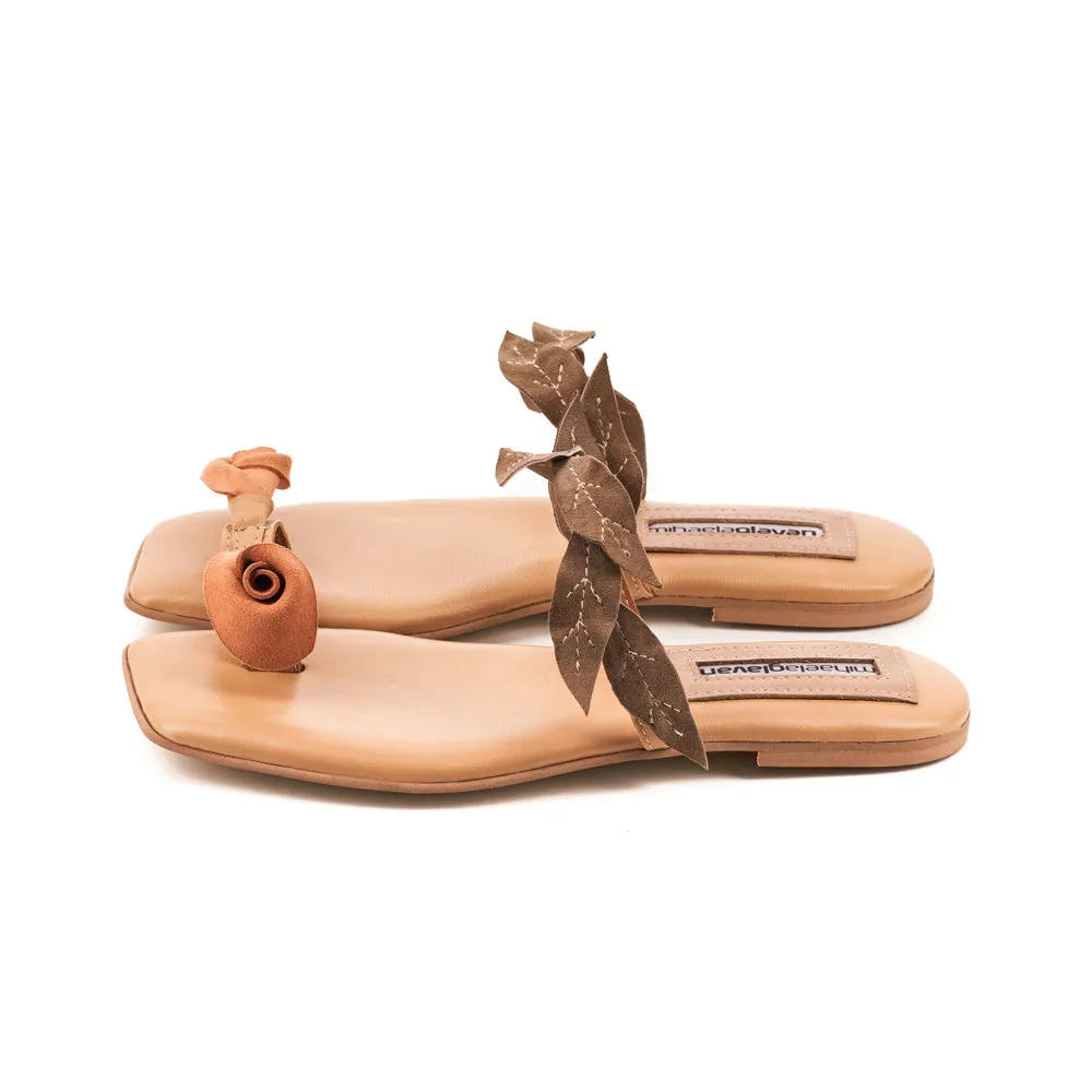 SHR Blooming Garden beige suede flat sandals