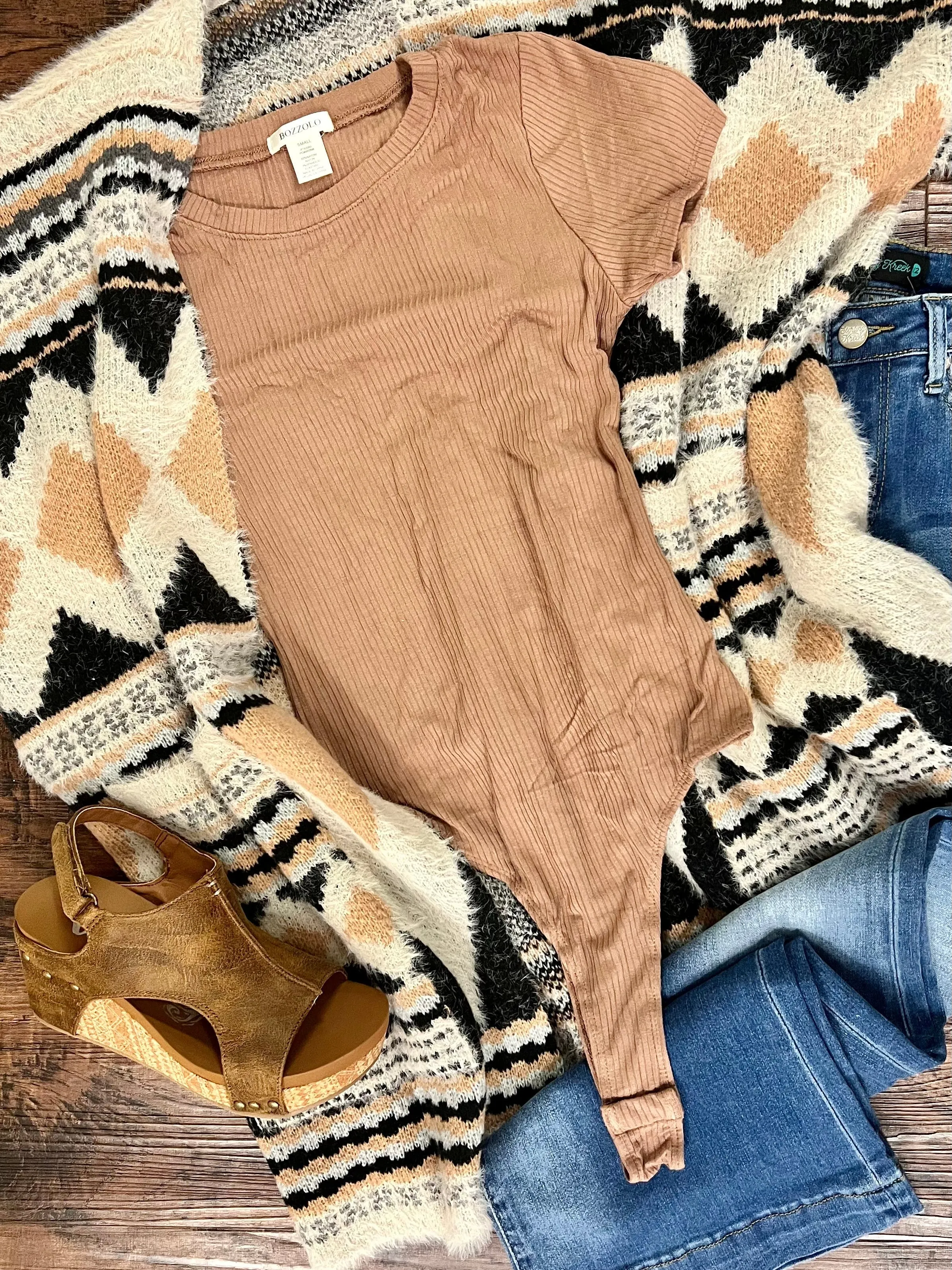 Solid Rib Knit Short Sleeve Bodysuit - 2 Colors