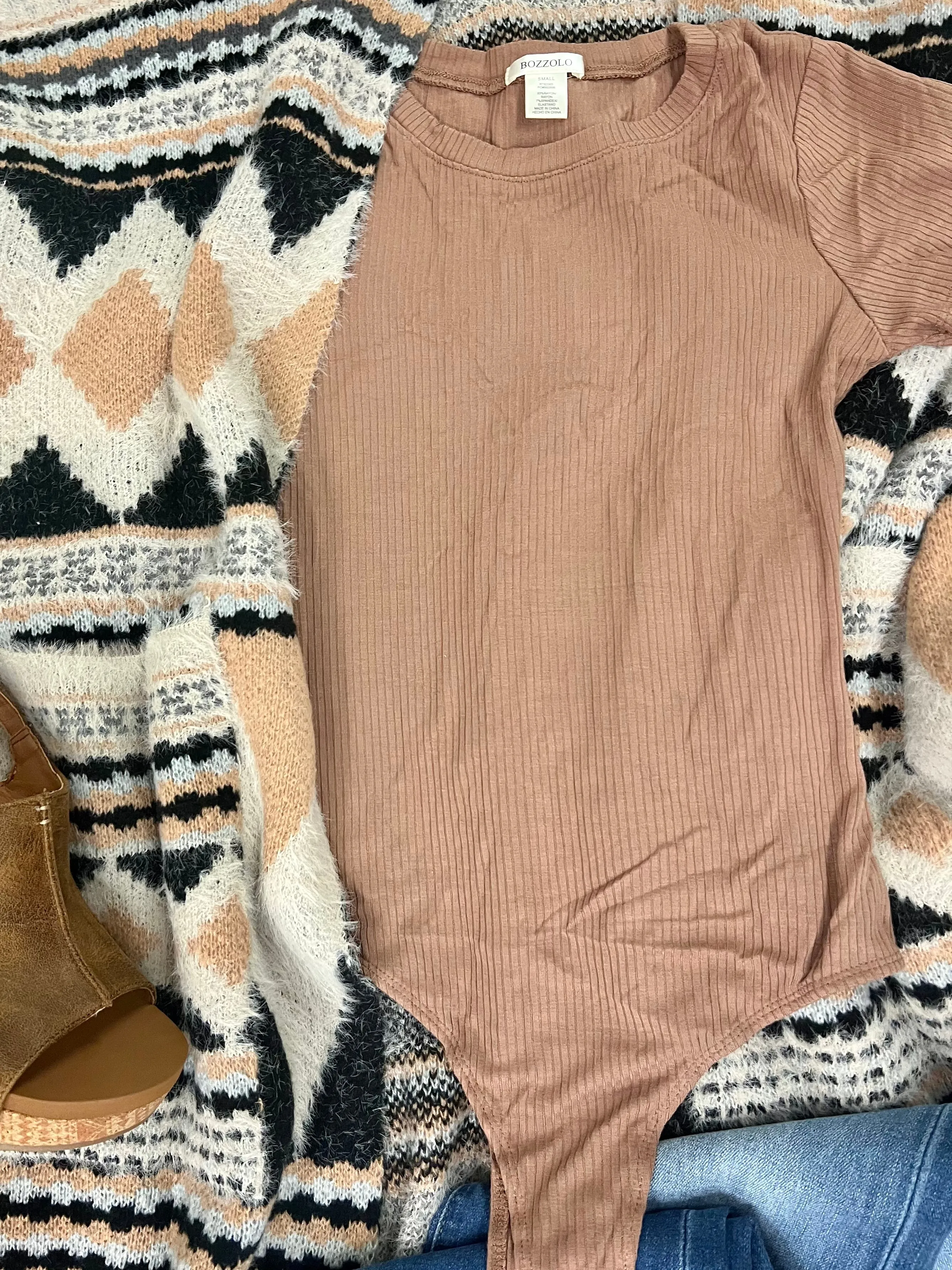 Solid Rib Knit Short Sleeve Bodysuit - 2 Colors