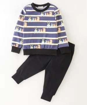 Stripes Printed Sweatshirt Jogger Set