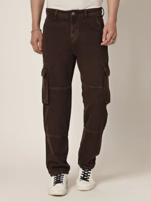 Style Quotient Men Brown Relaxed Fit Mid Rise Cargos