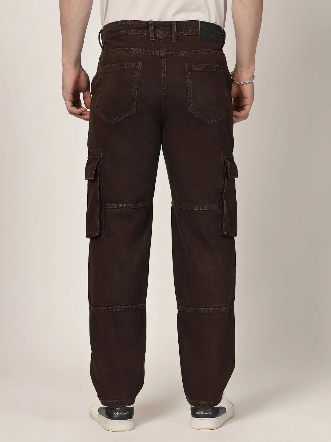 Style Quotient Men Brown Relaxed Fit Mid Rise Cargos