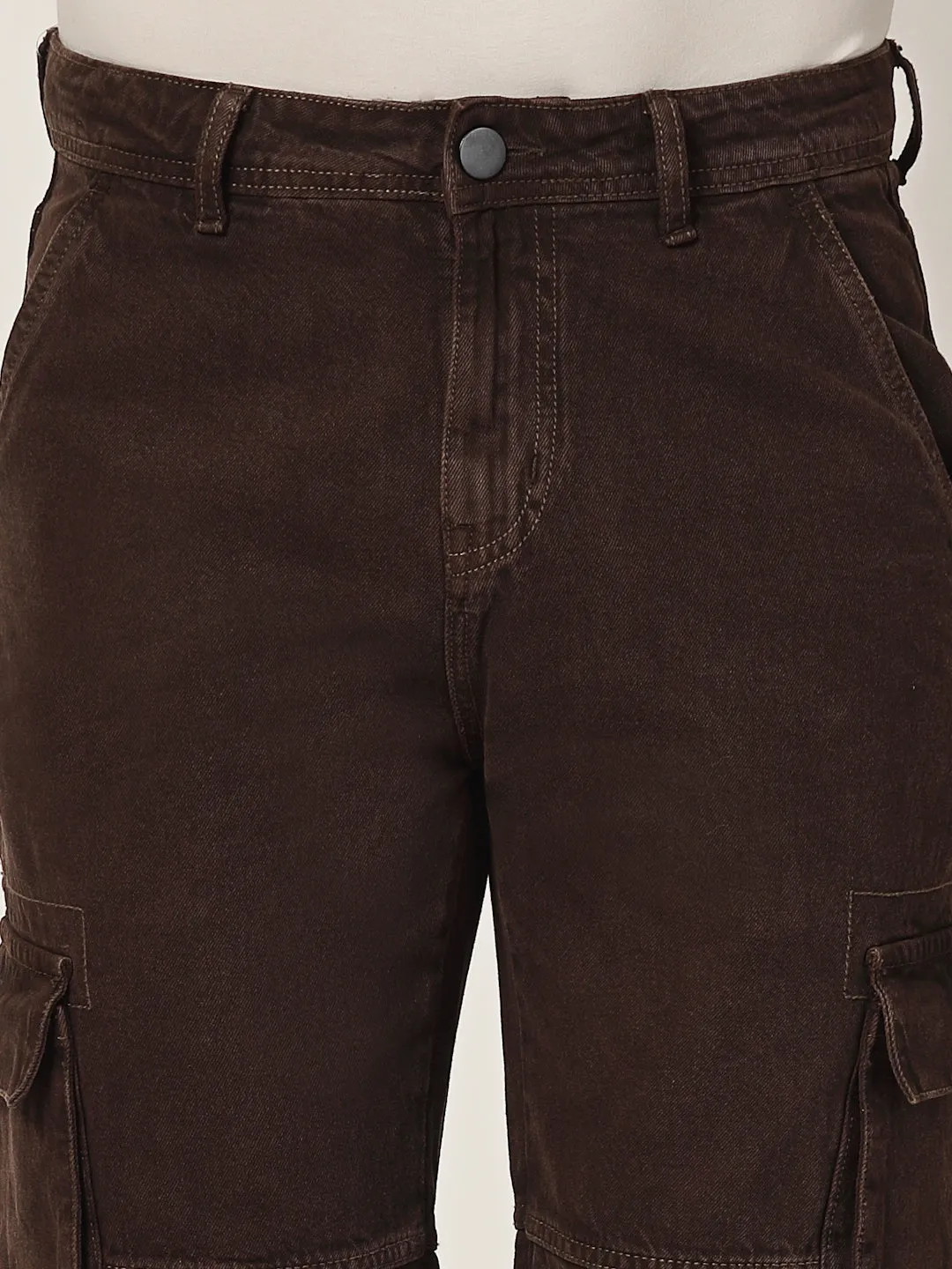 Style Quotient Men Brown Relaxed Fit Mid Rise Cargos