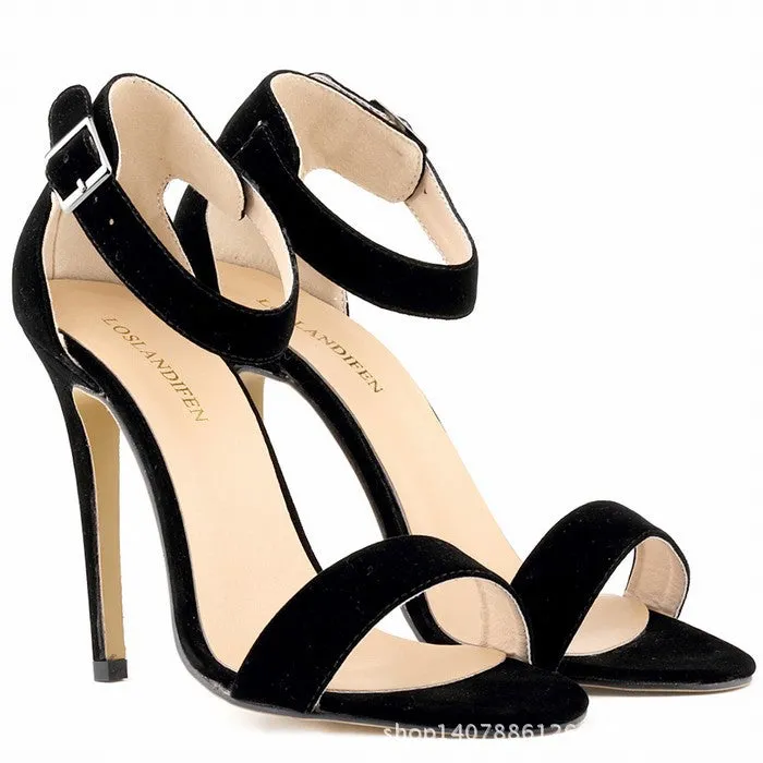 Summer Sweet PU Plush Versatile High-Heeled Sandals