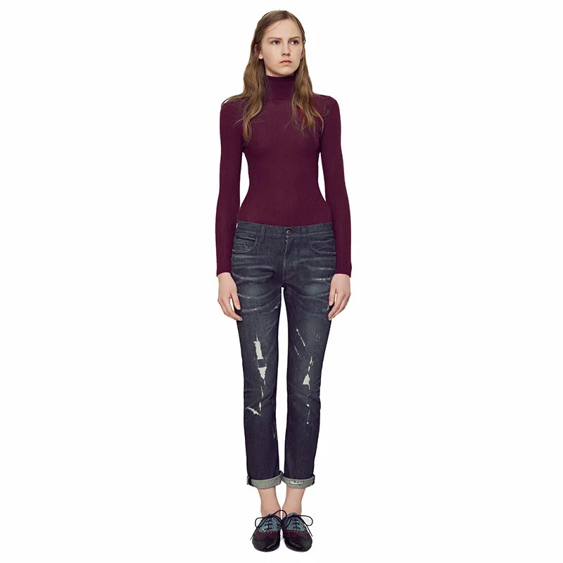 sz 42 NEW $895 GUCCI RUNWAY Black STONE WASHED Stretch DISTRESSED Cropped JEANS