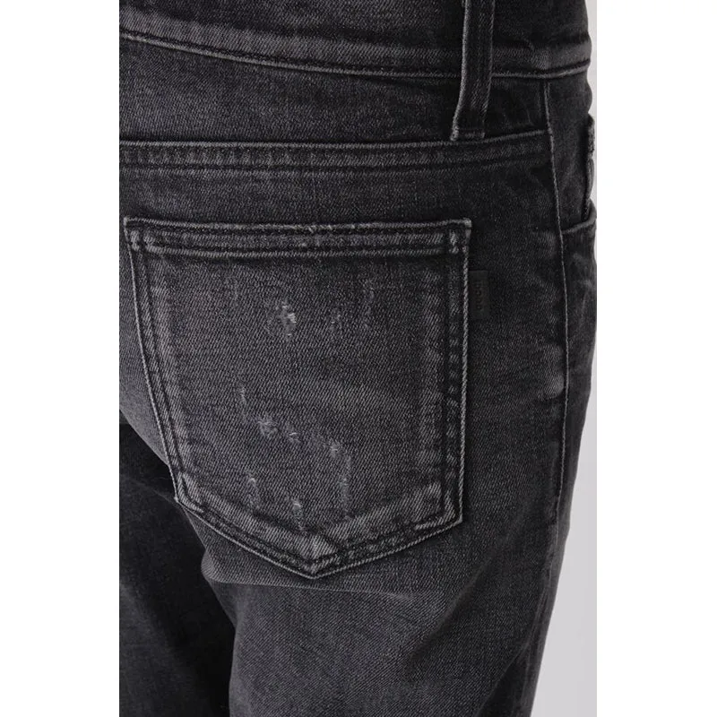 sz 42 NEW $895 GUCCI RUNWAY Black STONE WASHED Stretch DISTRESSED Cropped JEANS