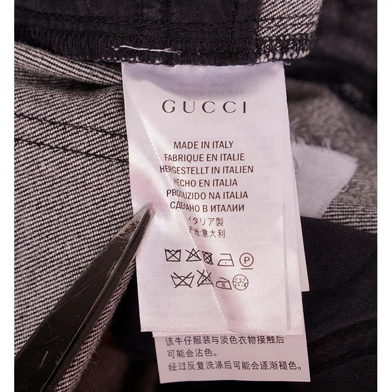 sz 42 NEW $895 GUCCI RUNWAY Black STONE WASHED Stretch DISTRESSED Cropped JEANS
