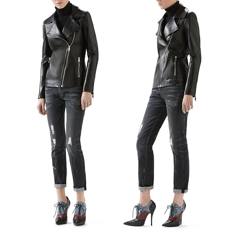 sz 42 NEW $895 GUCCI RUNWAY Black STONE WASHED Stretch DISTRESSED Cropped JEANS