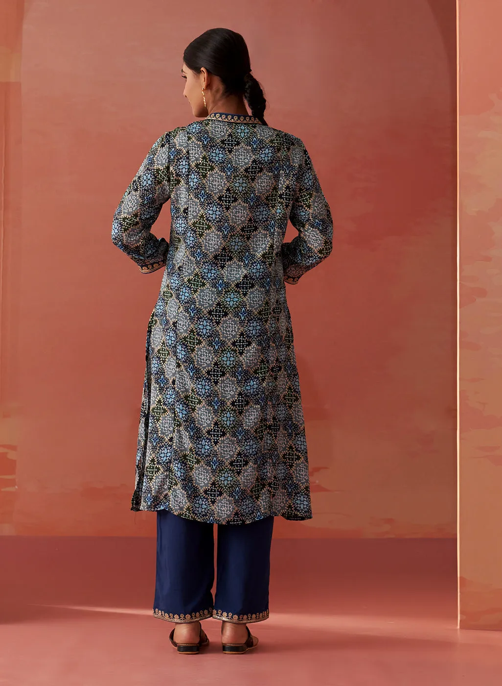 Tamanna Indigo Printed Georgette Co-ord Set for Women