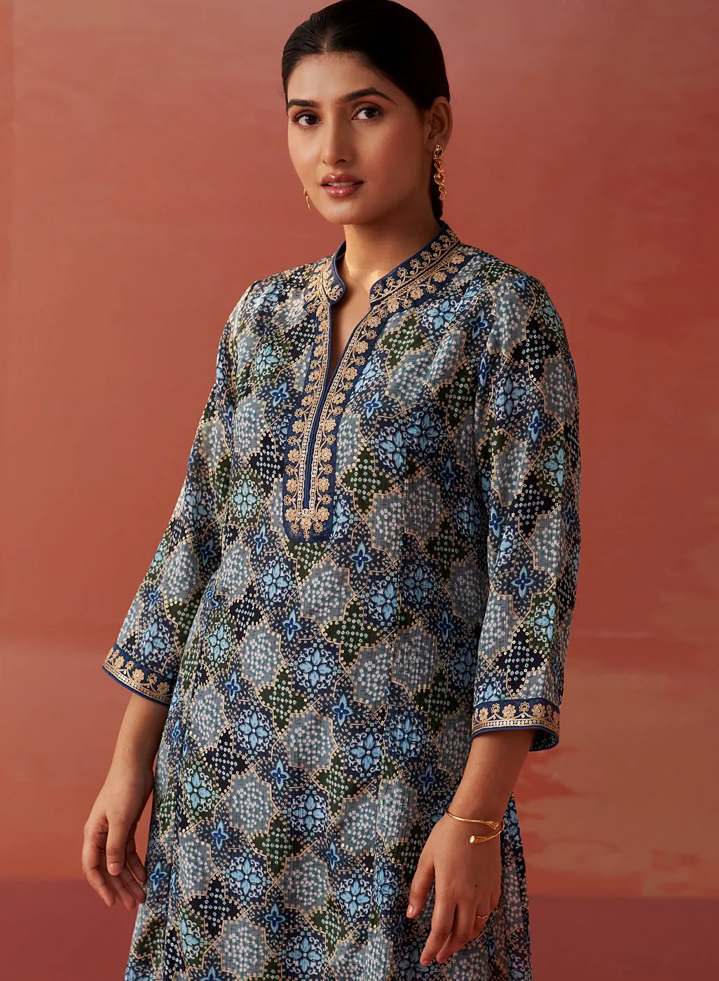Tamanna Indigo Printed Georgette Co-ord Set for Women