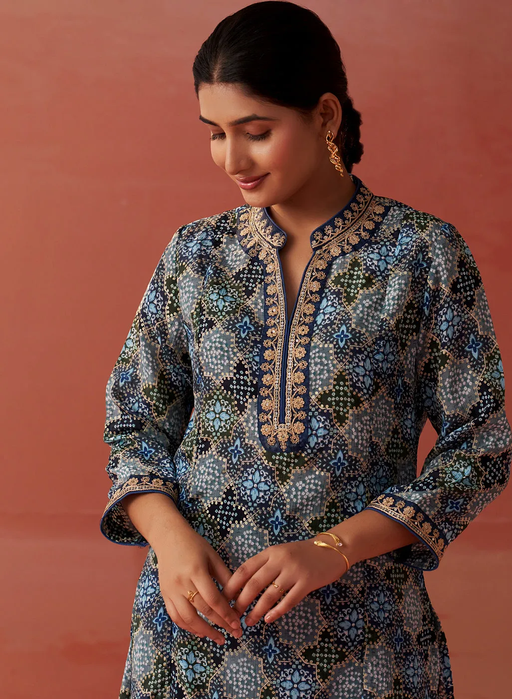 Tamanna Indigo Printed Georgette Co-ord Set for Women