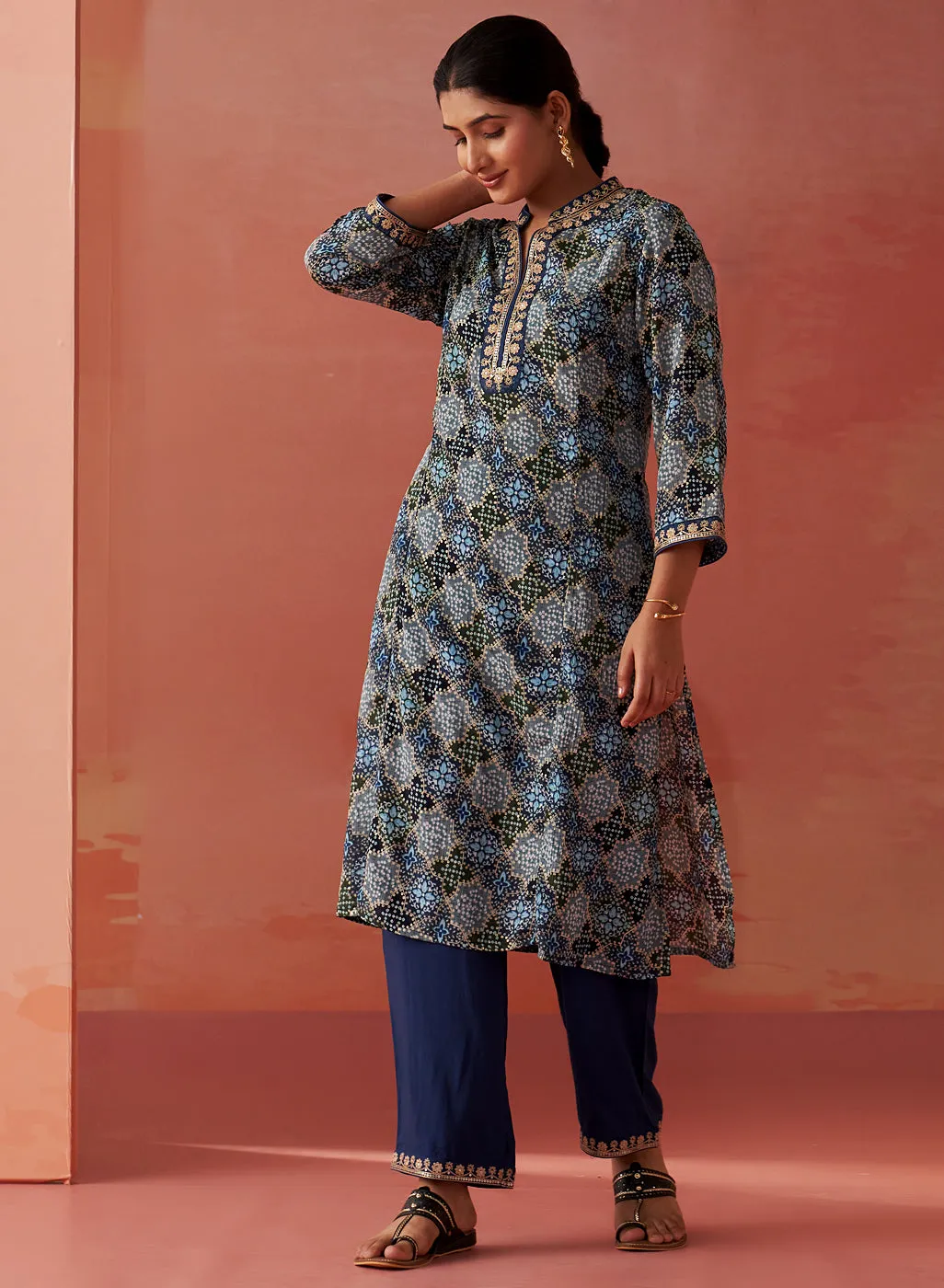 Tamanna Indigo Printed Georgette Co-ord Set for Women