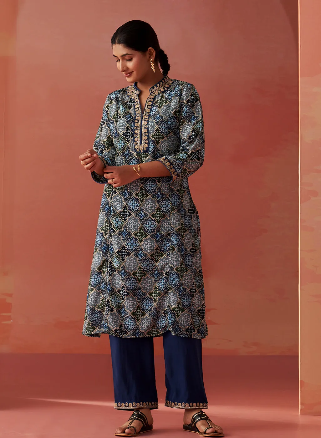 Tamanna Indigo Printed Georgette Co-ord Set for Women