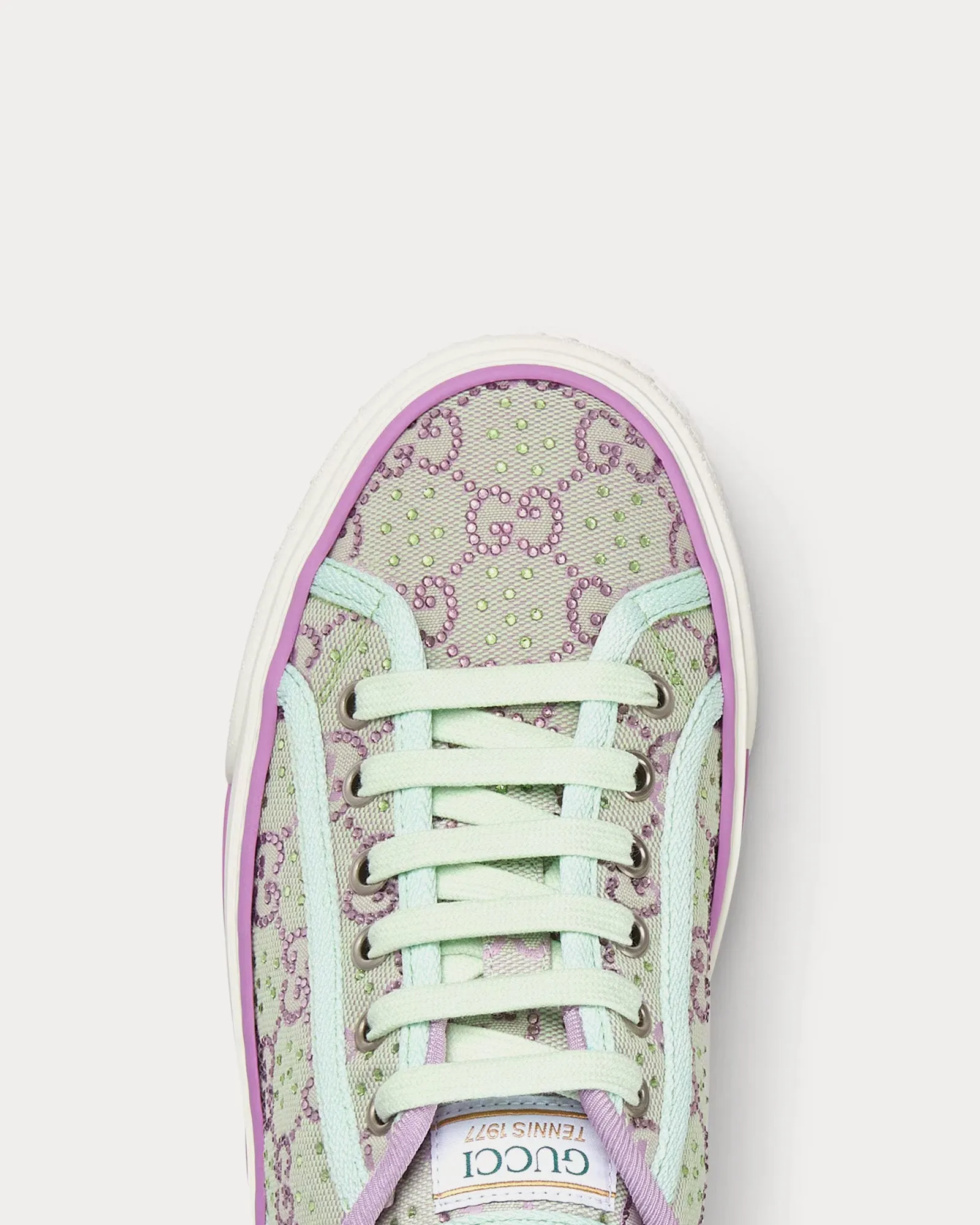 Tennis 1977 GG Crystal Canvas Light Green / Lilac Low Top Sneakers