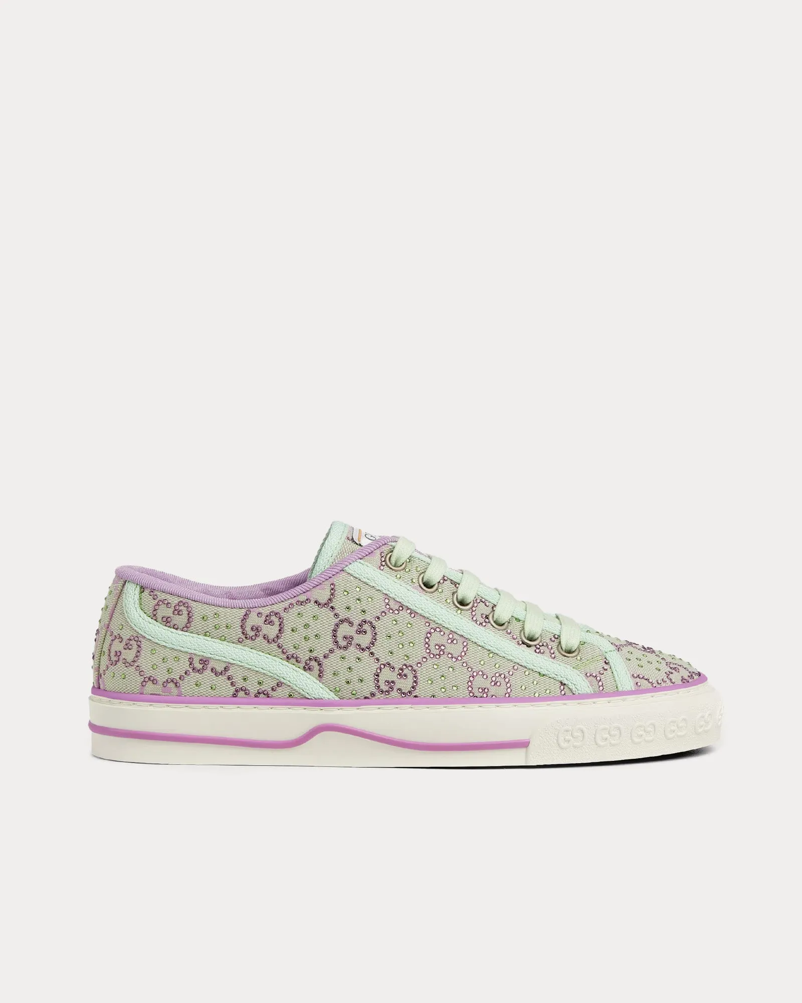 Tennis 1977 GG Crystal Canvas Light Green / Lilac Low Top Sneakers